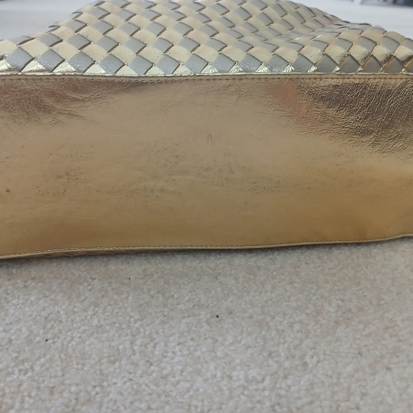 Bisou Bisou Michele Bohbot Metallic Gold Woven Weave Hobo Purse Handbag Y2K GUC - Picture 3 of 8